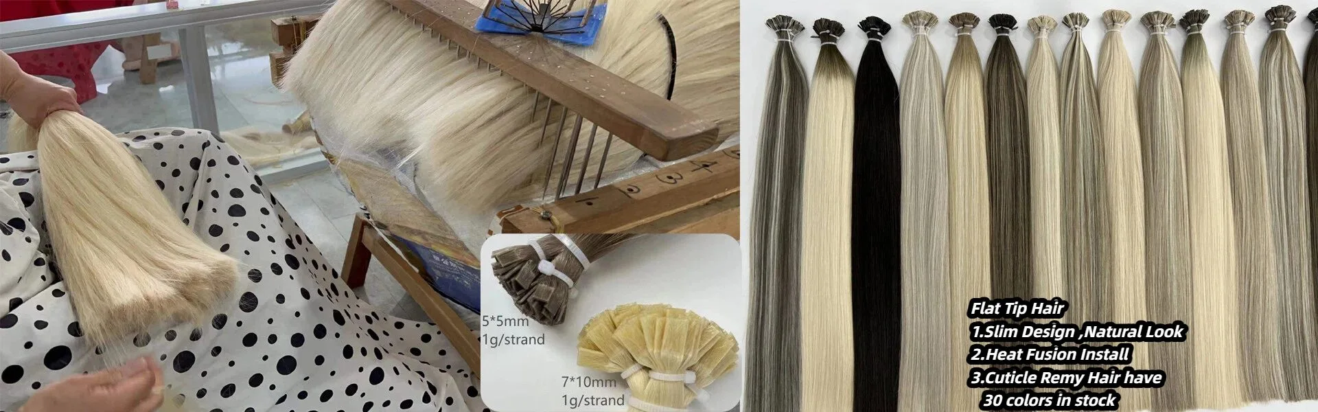 Extensiones de cabello de punta plana