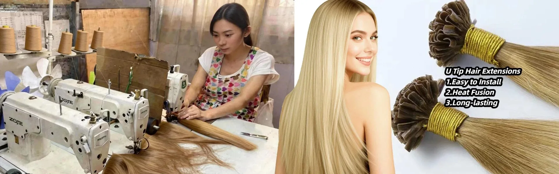 Extensiones de cabello con punta en U